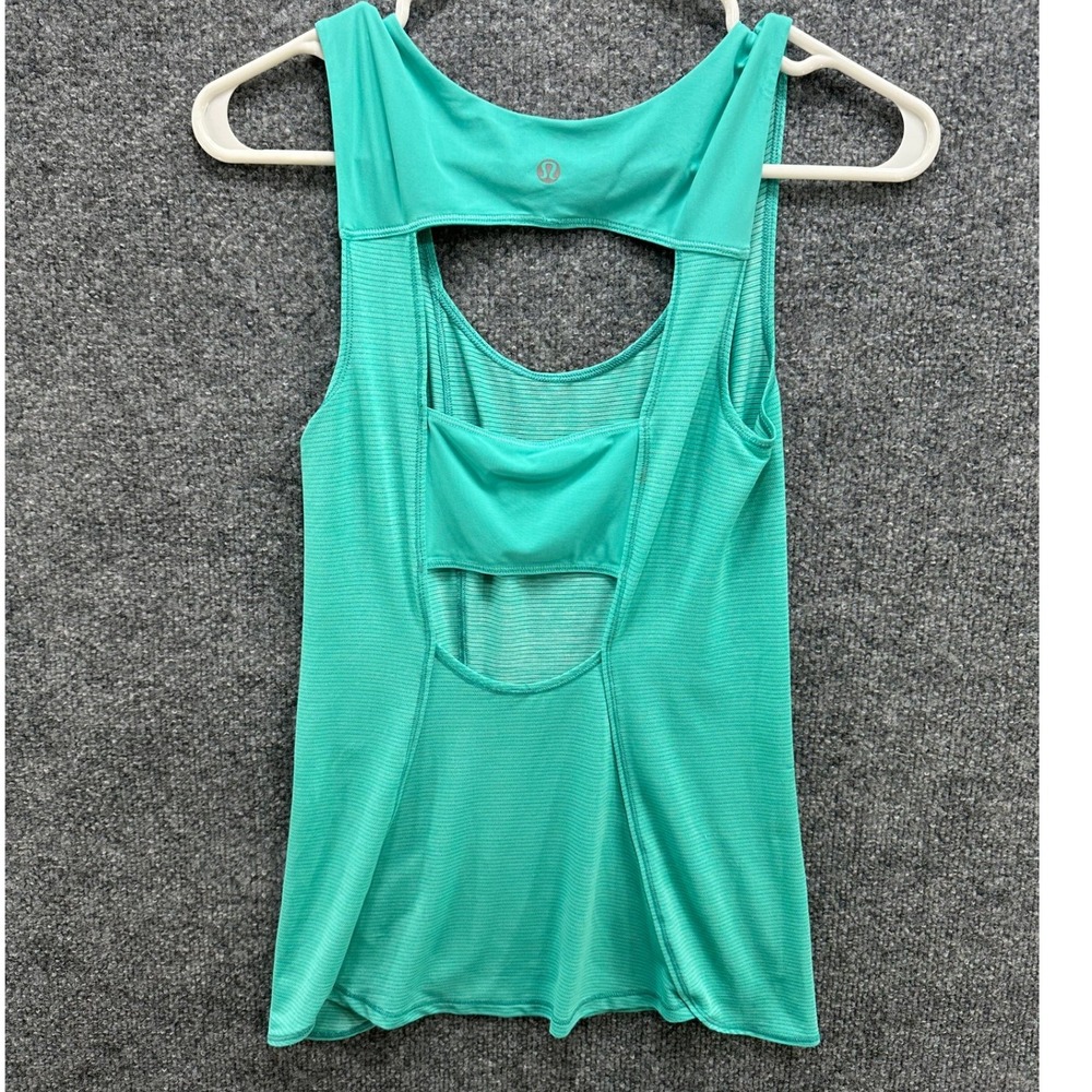Lululemon Run Righteous Tank Teal Green Cutout Back Activewear Tank Top Women, S - Picture 4 of 9